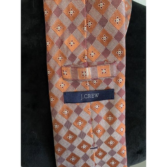 J. Crew Geometric Orange 100% Silk Men’s NeckTie Made In Italy - Picture 2 of 4